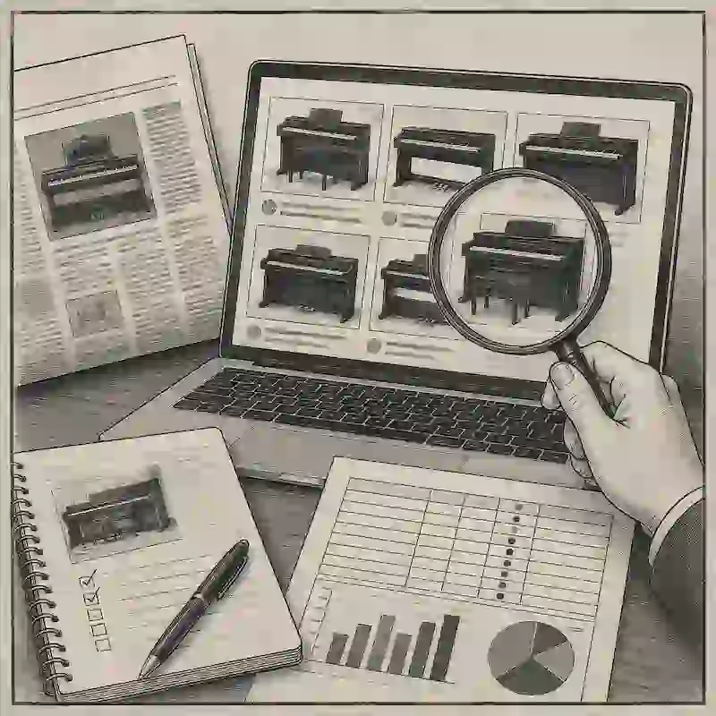 中古で取引されている電子ピアノを調査のイメージ画像